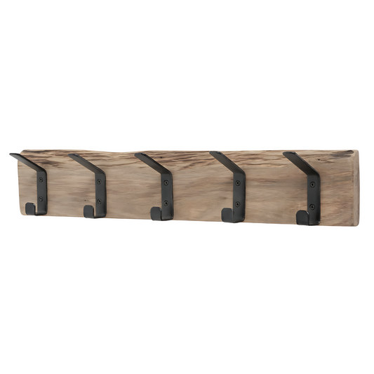 Wandkapstok Industrieel Hout - 5 haken