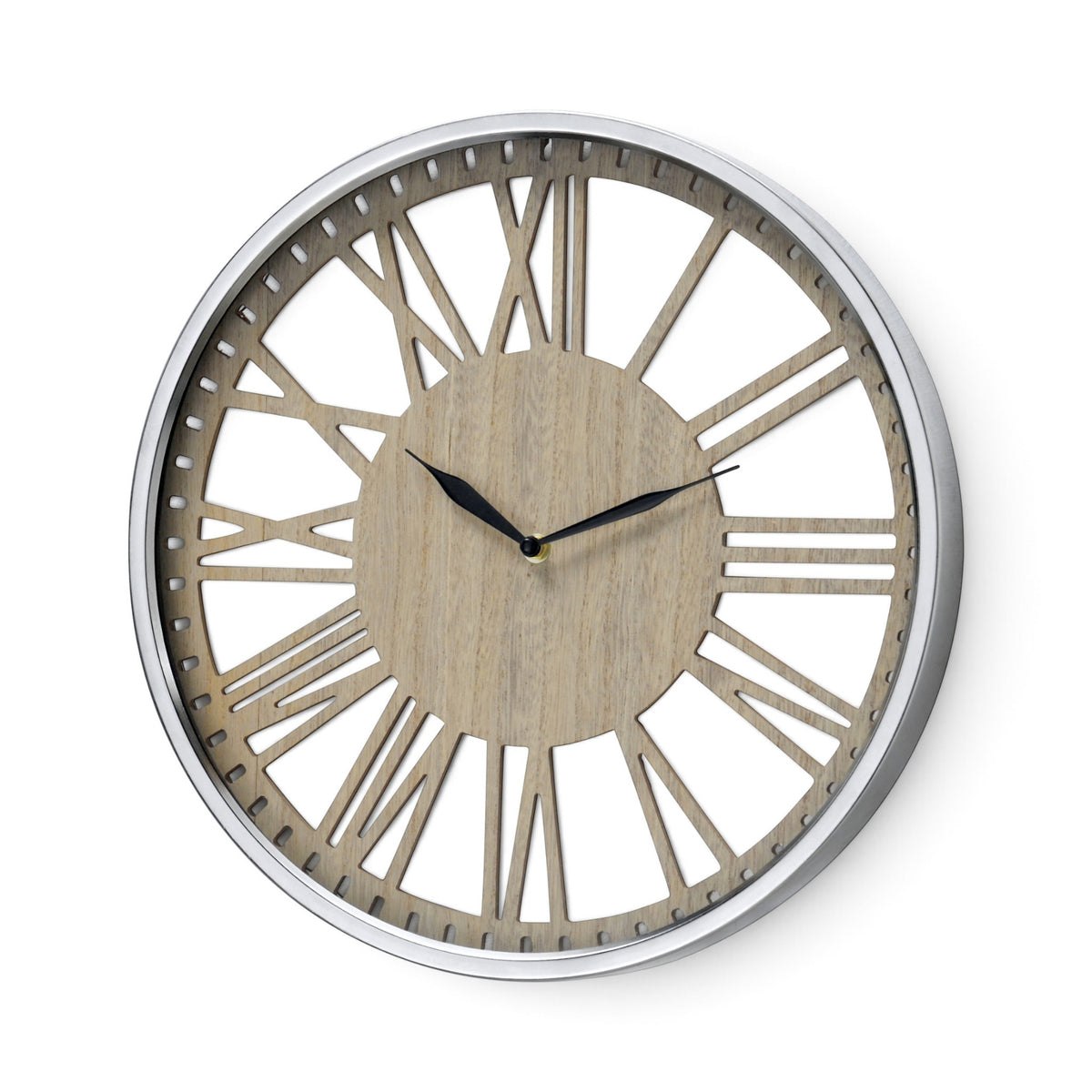 Wandklok Hout Zilver Landelijk Ø 40 cm
