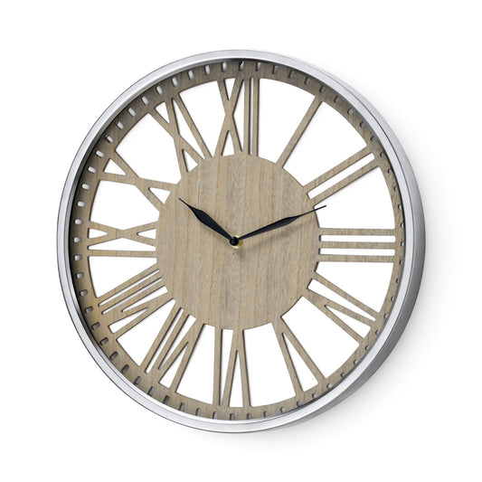Wandklok Hout Zilver Landelijk Ø 40 cm