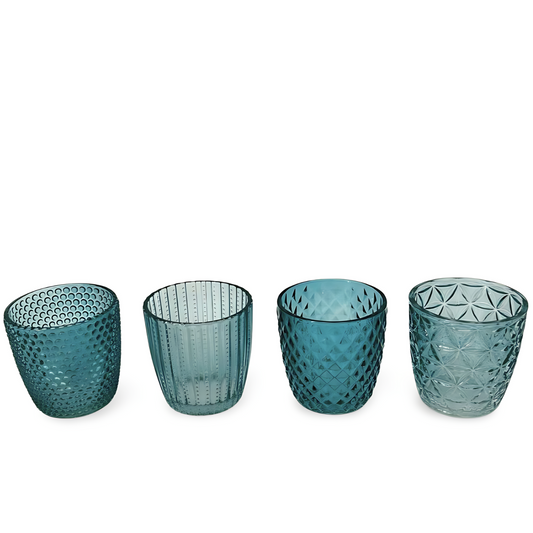 Waxinelichthouder Blauw Glas - Set 4