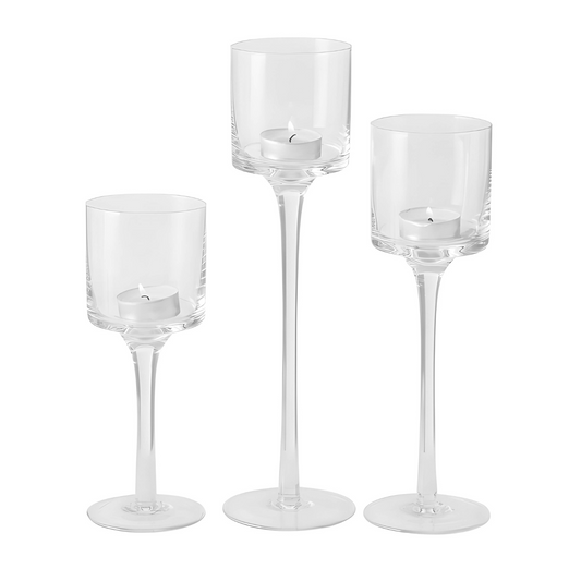 Waxinelichthouder Glas Op Voet - Set 3