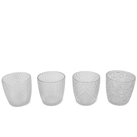 Waxinelichthouder Wit Glas - Set 4